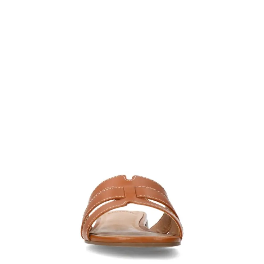 Manfield Cognac leren slippers^DAMES Slippers