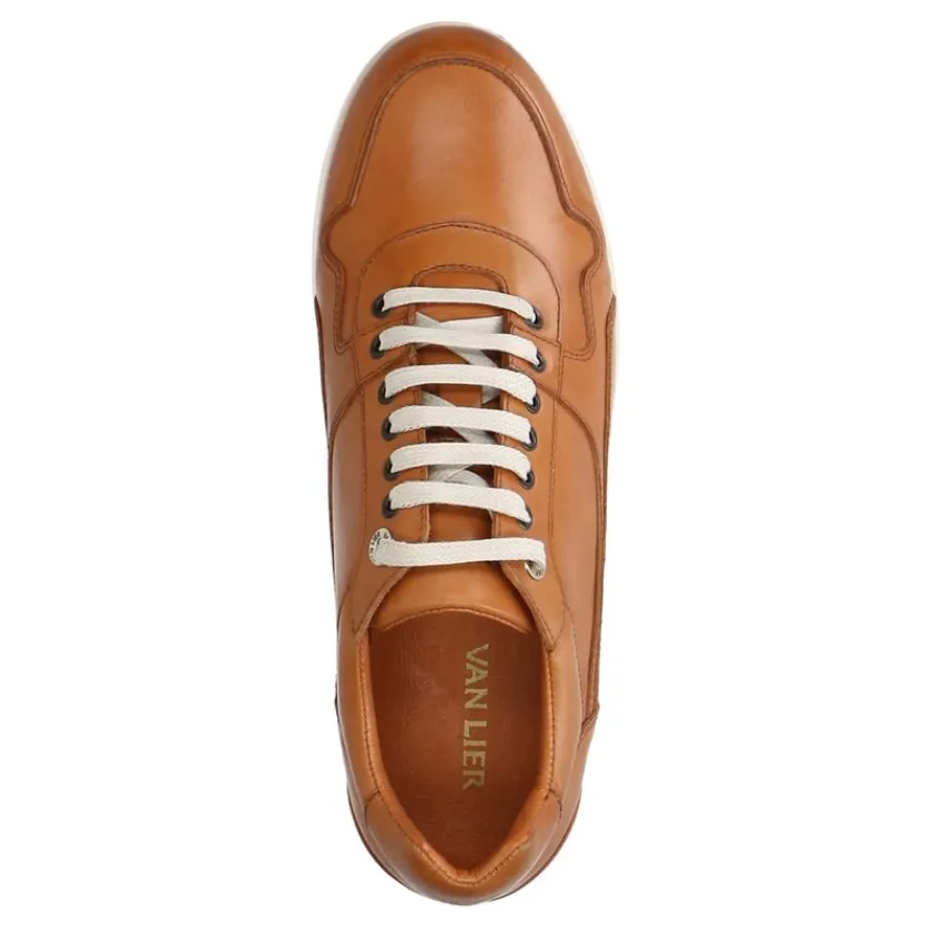 Van Lier Cognac leren sneakers^Heren Sneakers