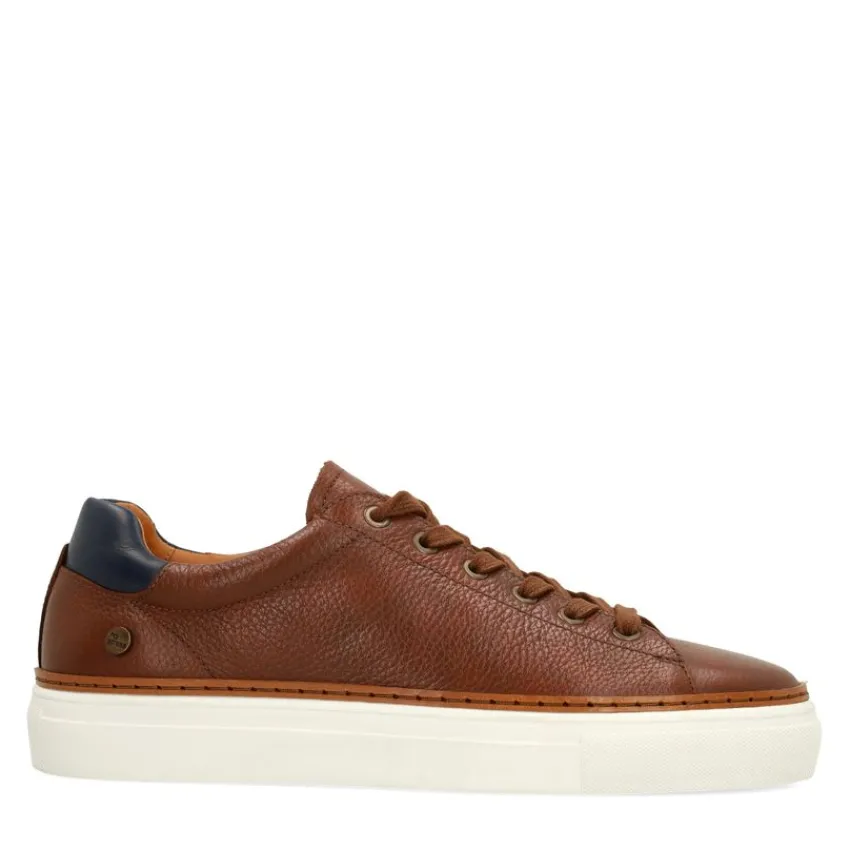 No Stress Cognac leren sneakers^Heren Sneakers