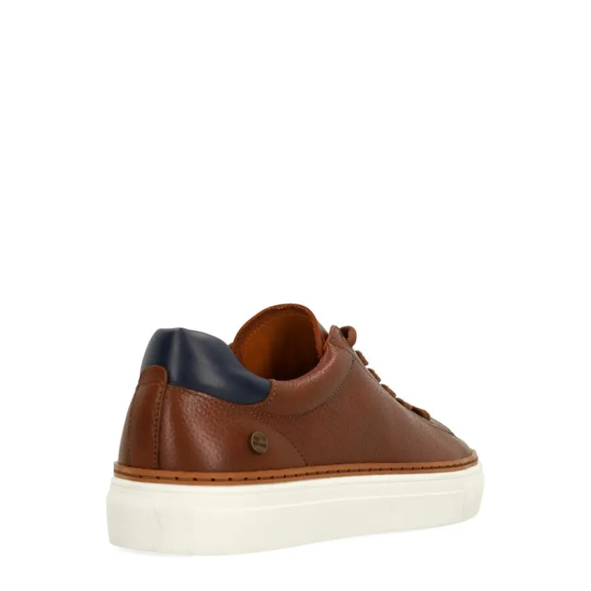No Stress Cognac leren sneakers^Heren Sneakers