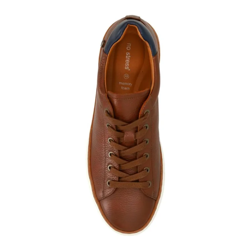 No Stress Cognac leren sneakers^Heren Sneakers