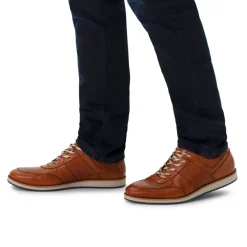 Manfield Cognac leren sneakers^Heren Sneakers