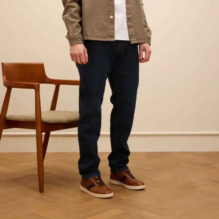 No Stress Cognac leren sneakers^Heren Sneakers