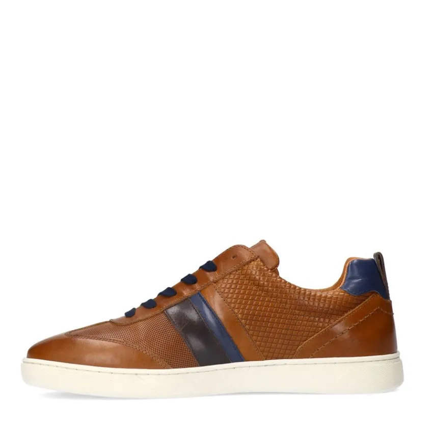 No Stress Cognac leren sneakers^Heren Sneakers