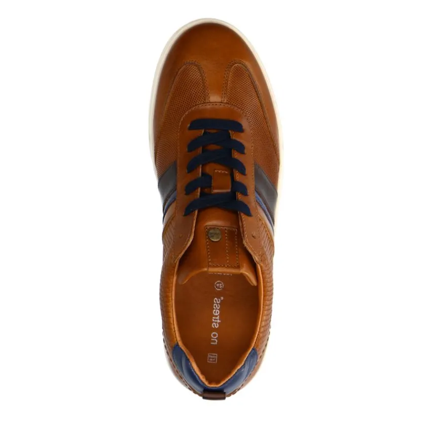 No Stress Cognac leren sneakers^Heren Sneakers