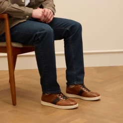 No Stress Cognac leren sneakers^Heren Sneakers