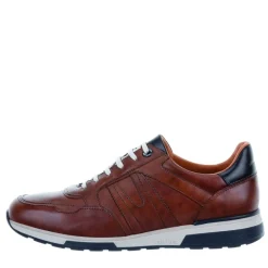 Manfield Cognac leren sneakers^Heren Sneakers