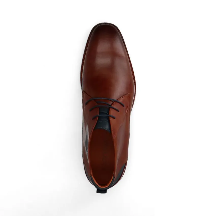 Van Lier Cognac leren veterboots^Heren Veterschoenen