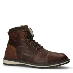 Manfield Cognac leren veterboots^Heren Boots