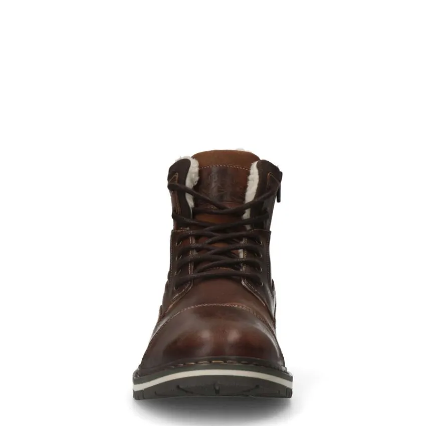 Manfield Cognac leren veterboots^Heren Boots