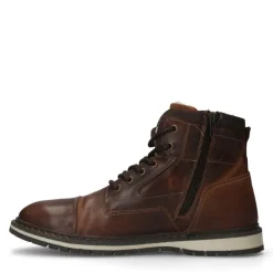 Manfield Cognac leren veterboots^Heren Boots