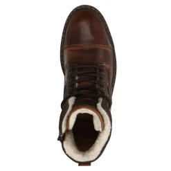 Manfield Cognac leren veterboots^Heren Boots