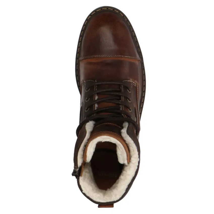 Manfield Cognac leren veterboots^Heren Boots