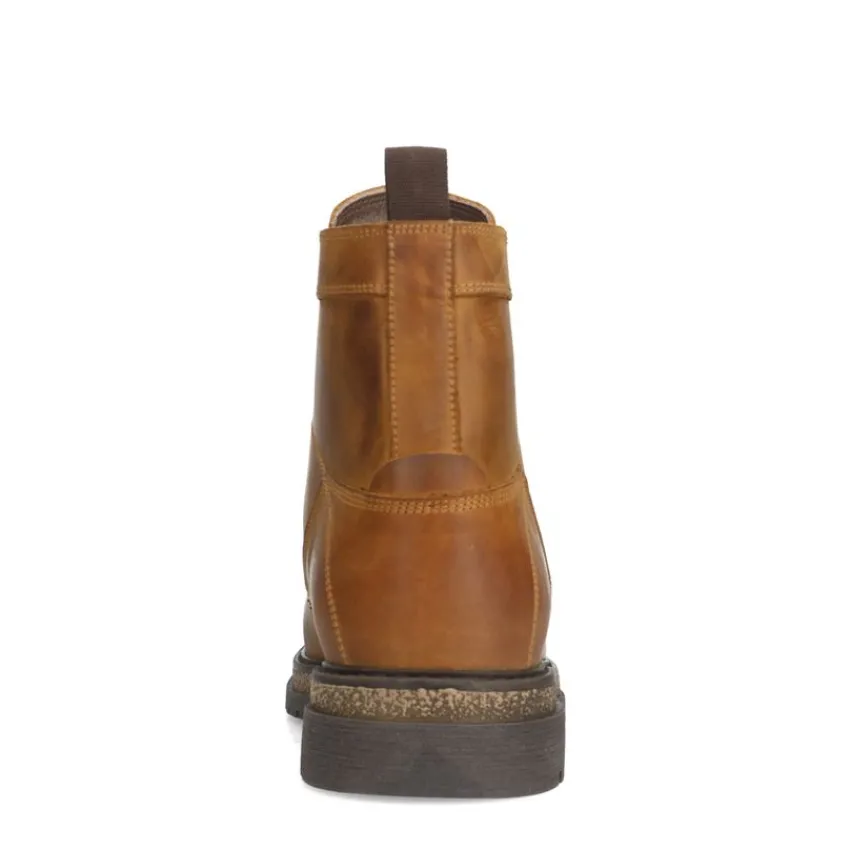 Manfield Cognac leren veterboots^Heren Boots