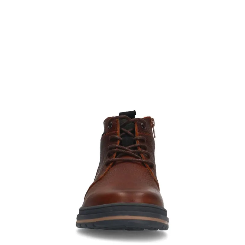 Manfield Cognac leren veterboots^Heren Boots