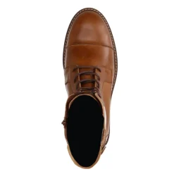 Manfield Cognac leren veterboots^DAMES Enkellaarsjes