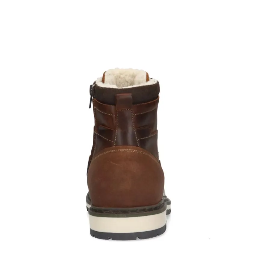 Manfield Cognac leren veterboots^Heren Boots