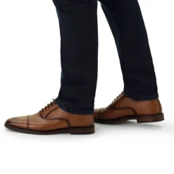 Manfield Cognac leren veterschoen^Heren Veterschoenen