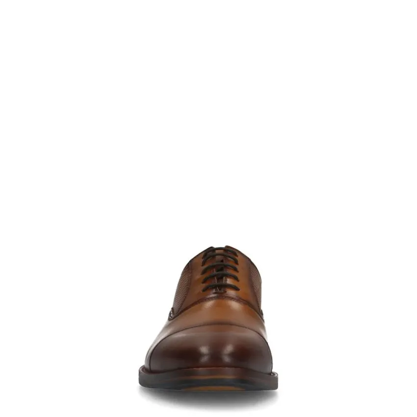 Manfield Cognac leren veterschoen^Heren Veterschoenen