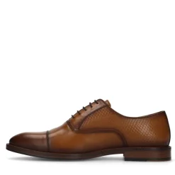 Manfield Cognac leren veterschoen^Heren Veterschoenen
