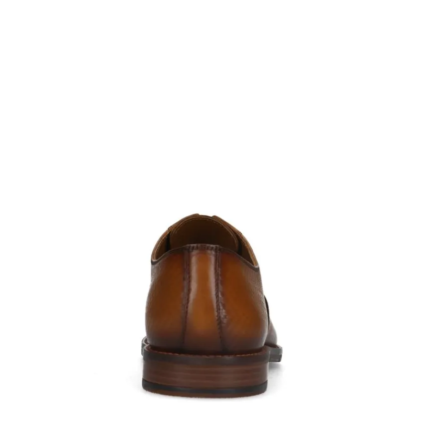 Manfield Cognac leren veterschoen^Heren Veterschoenen