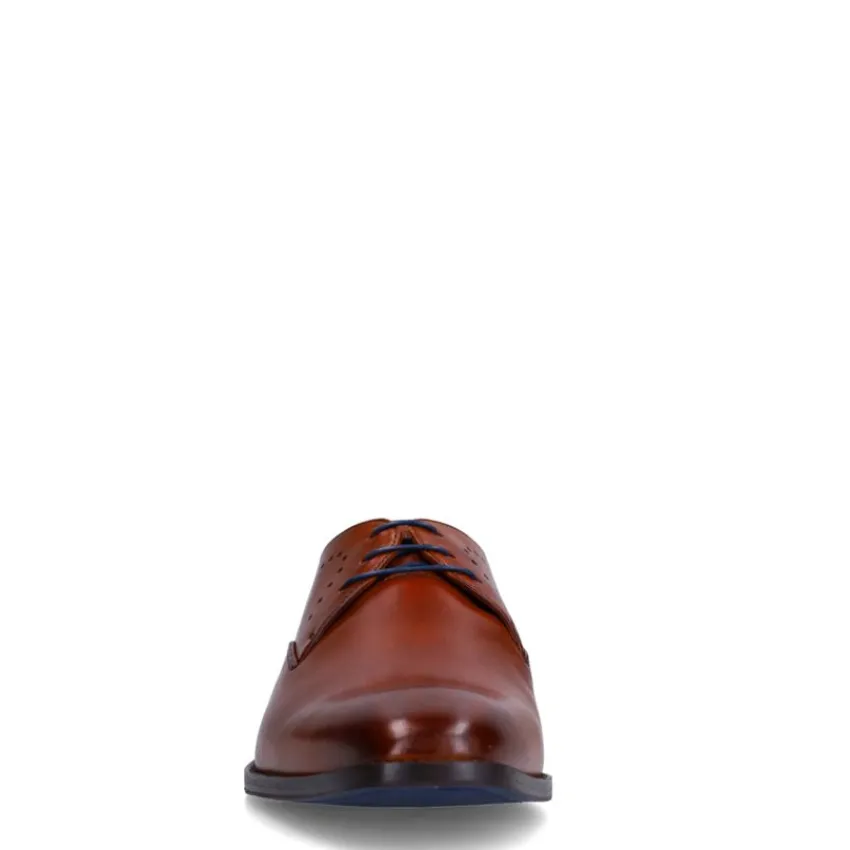 Van Lier Cognac leren veterschoenen^Heren Veterschoenen