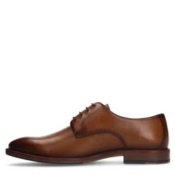 Manfield Cognac leren veterschoenen^Heren Veterschoenen