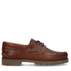 Manfield Cognac leren veterschoenen^Heren Veterschoenen