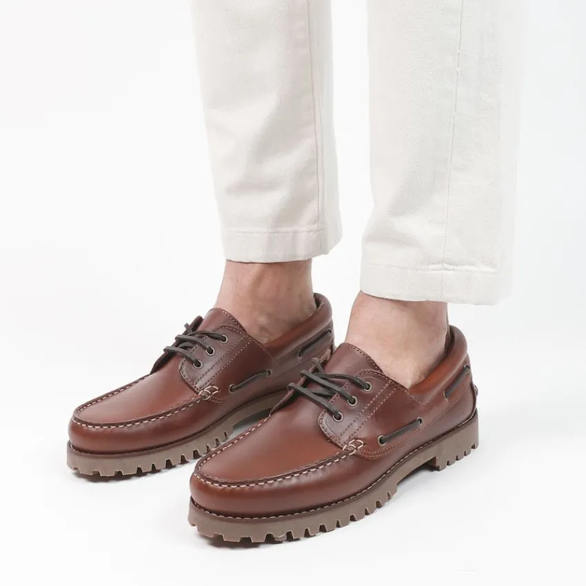 Manfield Cognac leren veterschoenen^Heren Veterschoenen