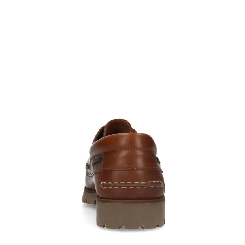 Manfield Cognac leren veterschoenen^Heren Veterschoenen