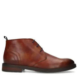 Van Lier Cognac leren veterschoenen^Heren Veterschoenen