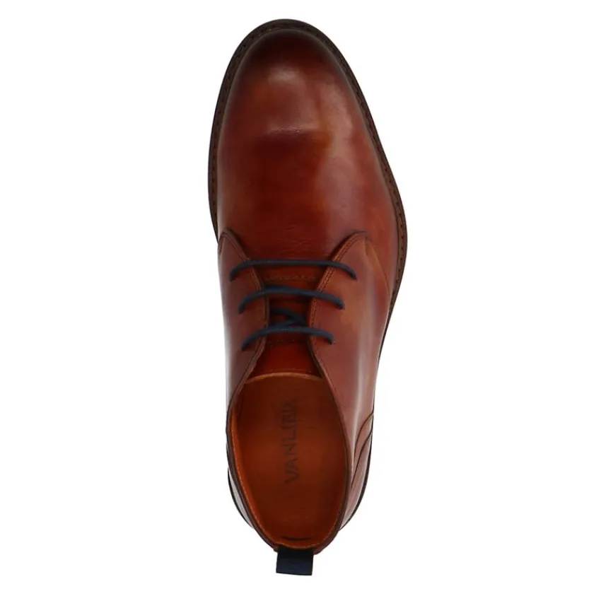 Van Lier Cognac leren veterschoenen^Heren Veterschoenen