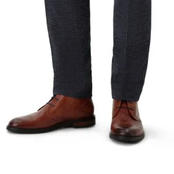 Van Lier Cognac leren veterschoenen^Heren Veterschoenen