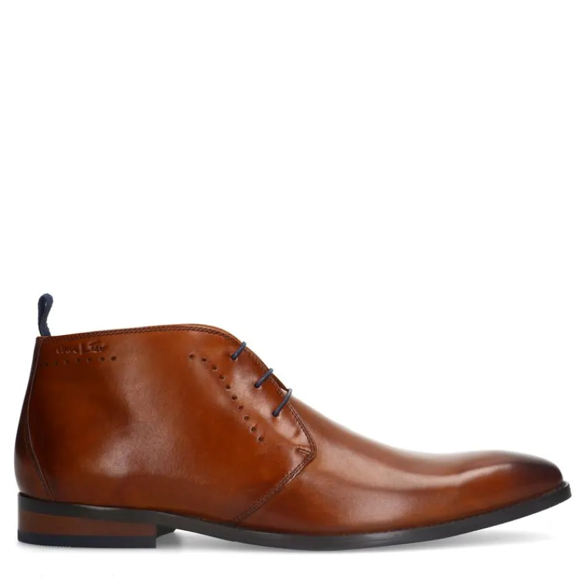 Van Lier Cognac leren veterschoenen^Heren Veterschoenen