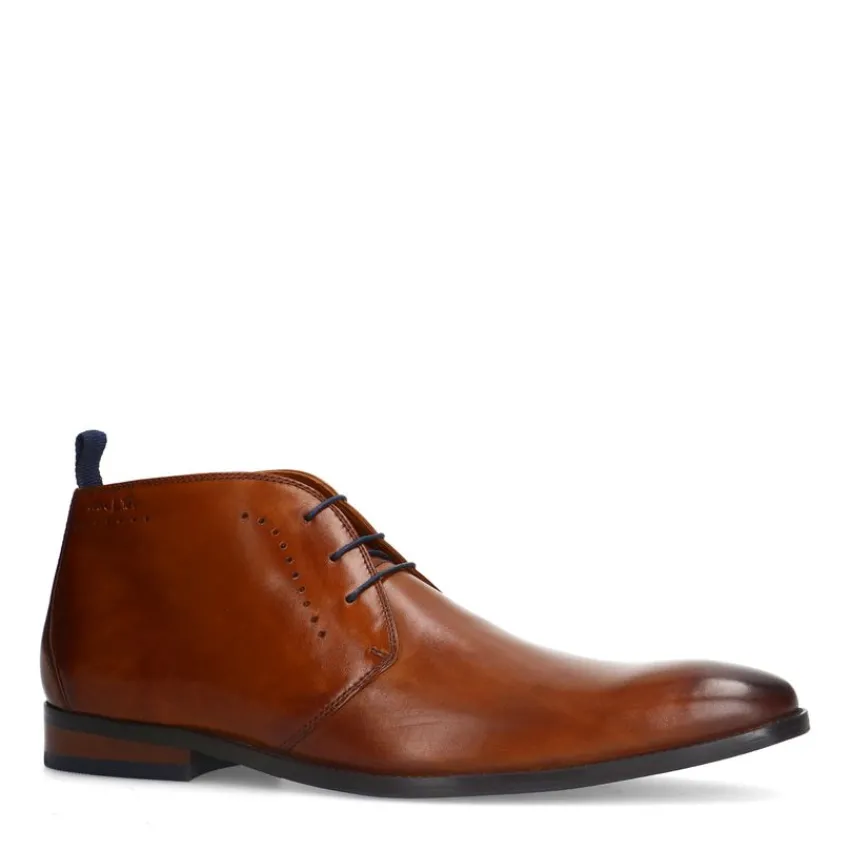 Van Lier Cognac leren veterschoenen^Heren Veterschoenen