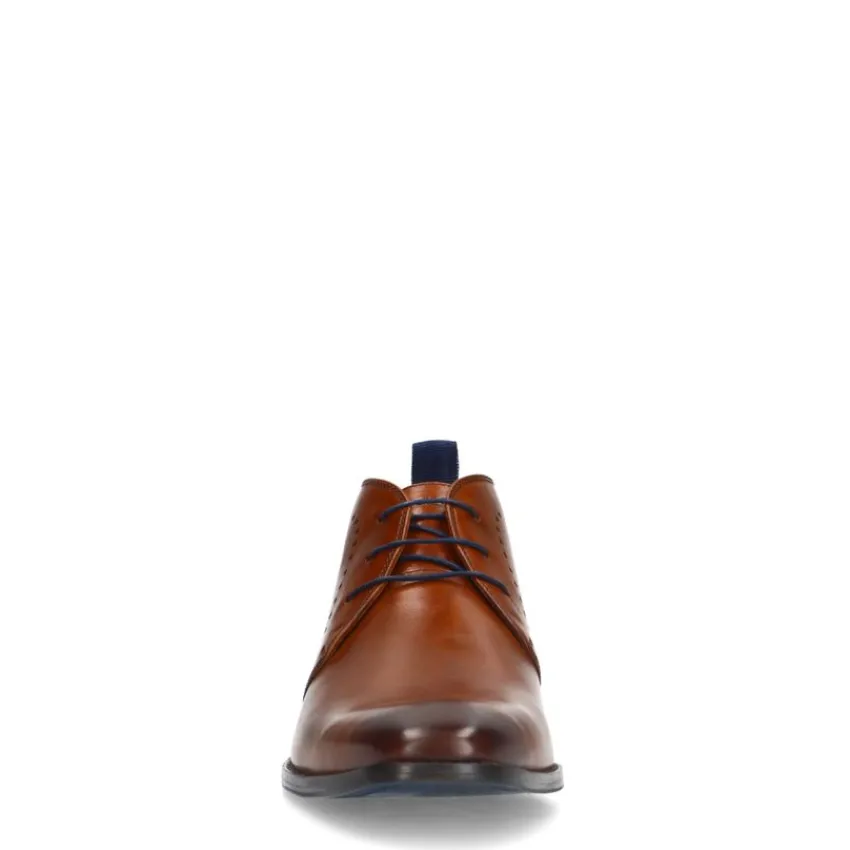 Van Lier Cognac leren veterschoenen^Heren Veterschoenen