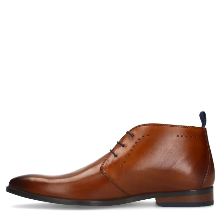 Van Lier Cognac leren veterschoenen^Heren Veterschoenen