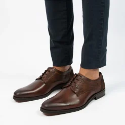 Manfield Cognac leren veterschoenen^Heren Veterschoenen