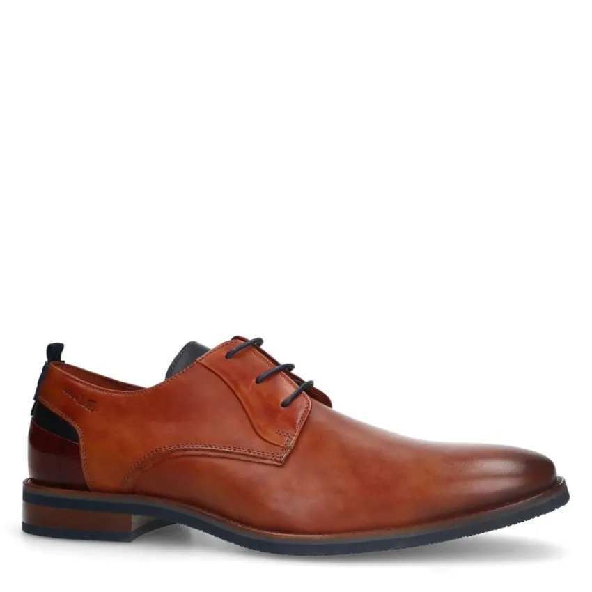 Van Lier Cognac leren veterschoenen^Heren Veterschoenen