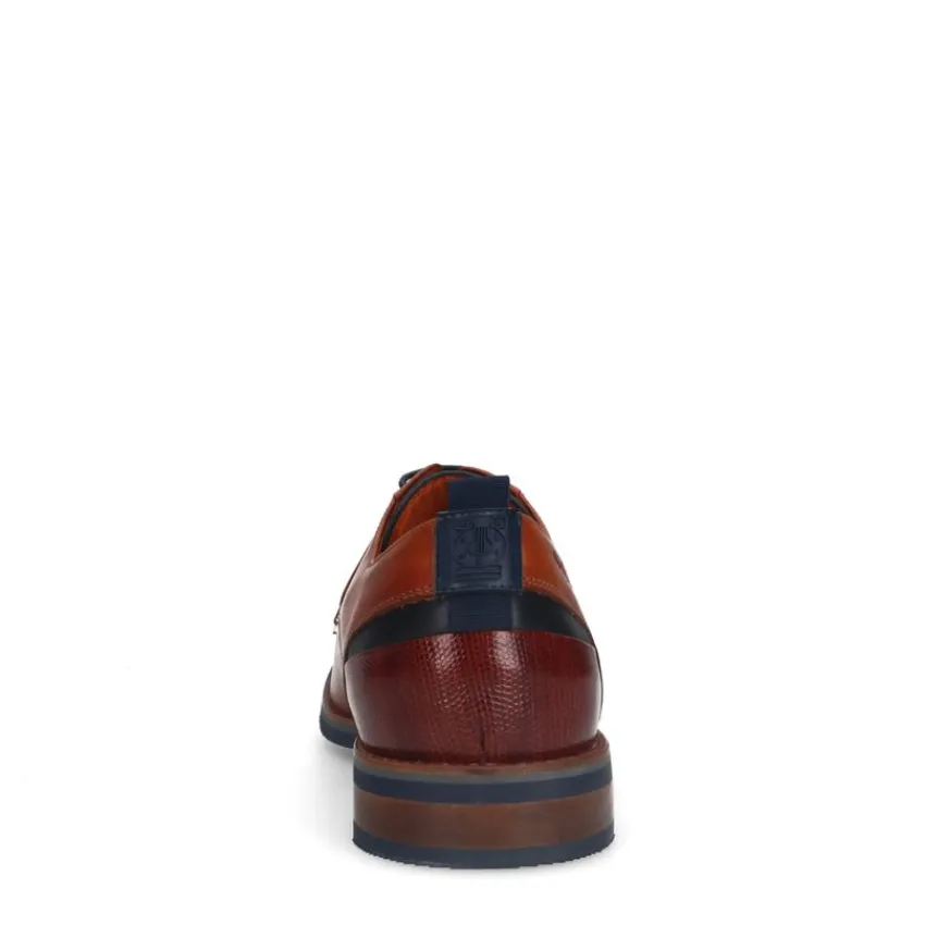 Van Lier Cognac leren veterschoenen^Heren Veterschoenen
