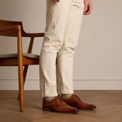 Manfield Cognac leren veterschoenen^Heren Veterschoenen