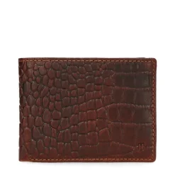 Manfield Cognac portemonnee met krokodillenprint^ Portemonnees