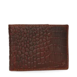 Manfield Cognac portemonnee met krokodillenprint^ Portemonnees