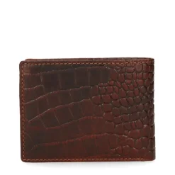 Manfield Cognac portemonnee met krokodillenprint^ Portemonnees