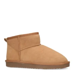 Manfield Cognac suède boots^DAMES Enkellaarsjes