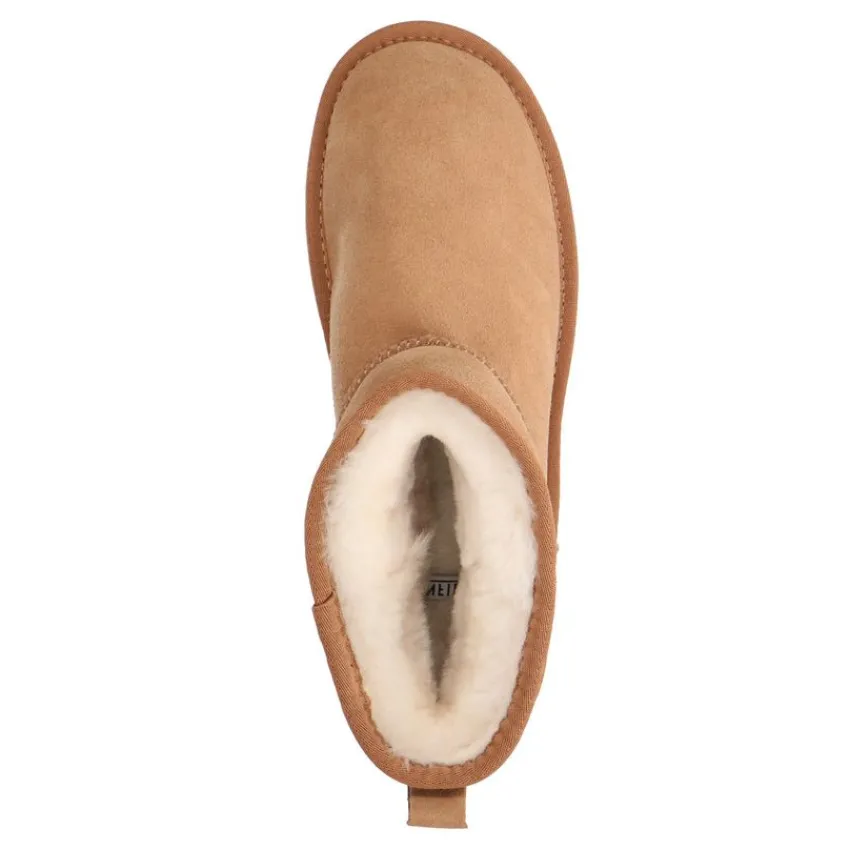 Manfield Cognac suède boots^DAMES Enkellaarsjes