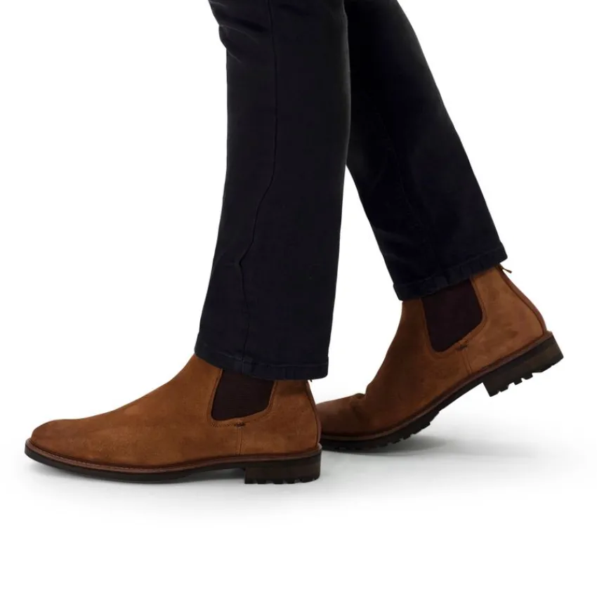 Van Lier Cognac suède chelsea boots^Heren Boots