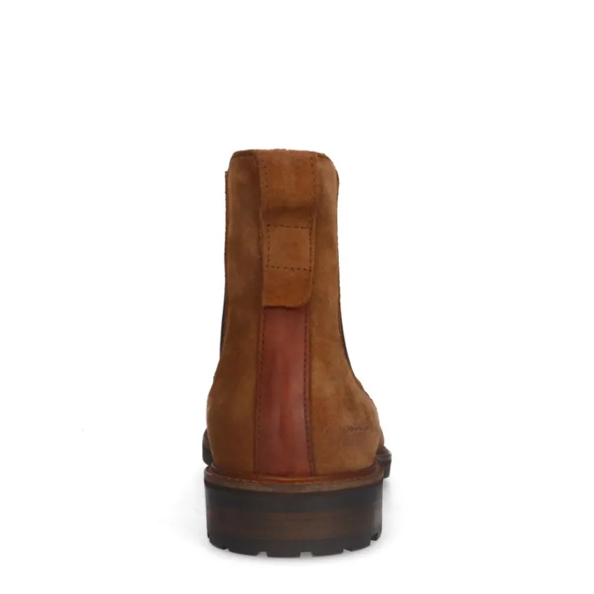 Van Lier Cognac suède chelsea boots^Heren Boots