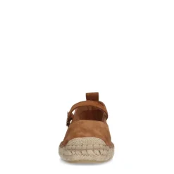 Manfield Cognac suède espadrilles met gesp^DAMES Espadrilles|Loafers