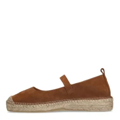 Manfield Cognac suède espadrilles met gesp^DAMES Espadrilles|Loafers